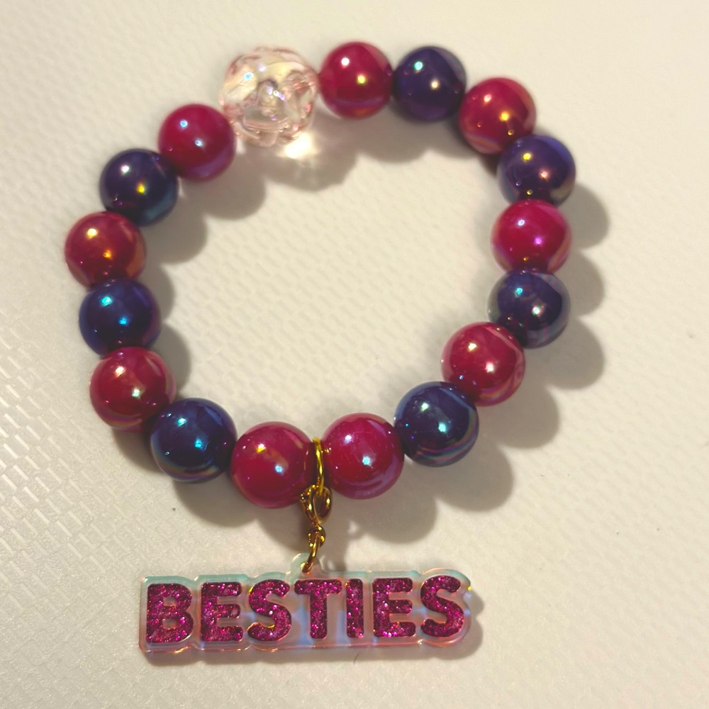 Bestie blast, purple and pink charm bracelet